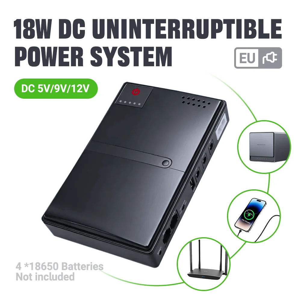 Mini UPS DC Backup Power Supply 18W 5V 9V 12V Output without Battery DC1018L Uninterruptible System for Router Modem Equipment