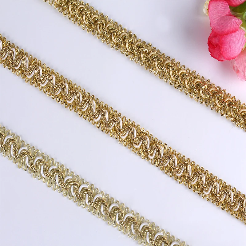 20Yards 12mm Gold Silver Thread Centipede Braided Lace Ribbon Trim Curve Fabric DIY Sewing Garment Material Home Decoration