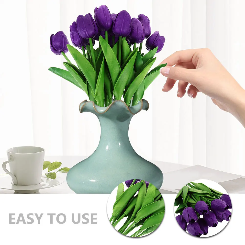 

8pcs Faux Tulips Bouquet Artificial Flower Real Touch Lifelike Home Decor For Living Room Bedroom Wedding Party Simulation