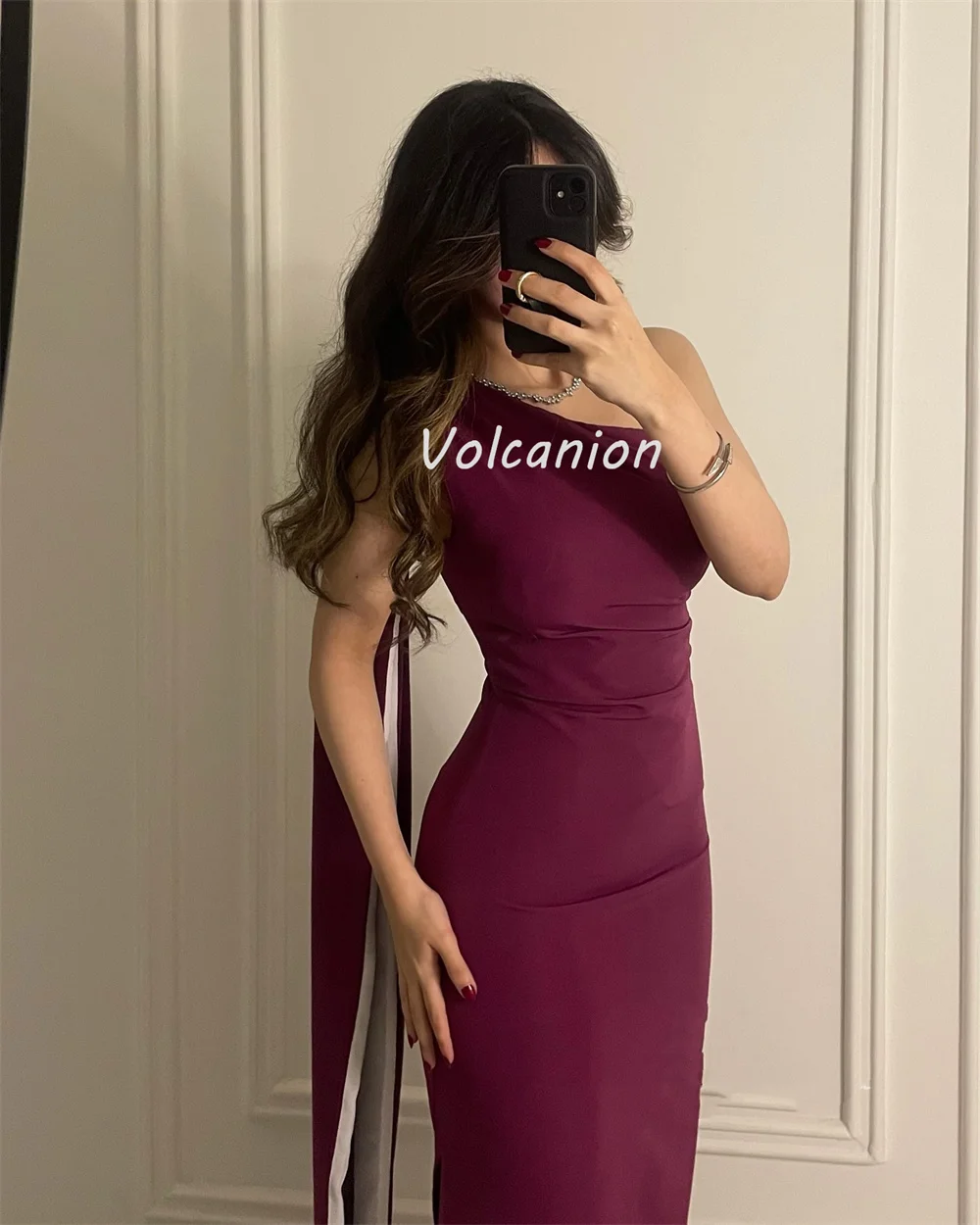 تخصيص النمط الصيني الرعوية الشيفون رايات Ruched مستقيم واحد الكتف فساتين طويلة فساتين مناسبة مخصصة جودة عالية