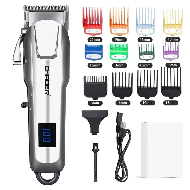 Professional Hair Clipper Men's Shaving Machine High Power Adjustable Cordless Hair Clipper 0 Gap Trimmer Hair Cutting Machine