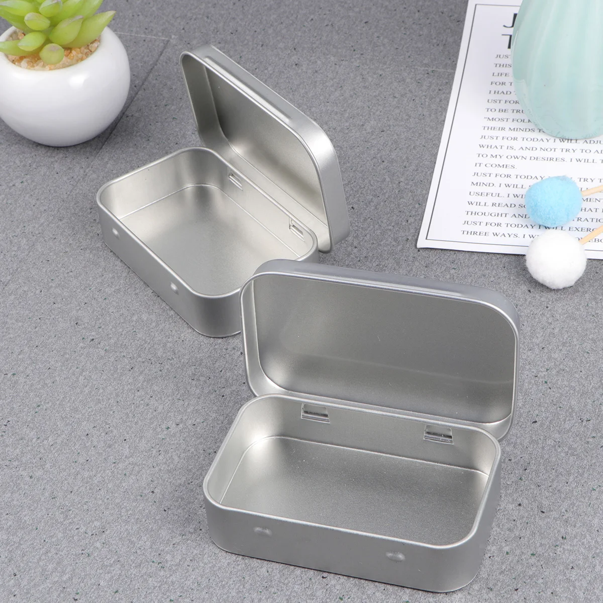 

6pcs Mini Tin Box Lightweight Travel Rectangular Metal Cans Portable Storage Cosmetics Jewelry Samples Tea Spices Herbs