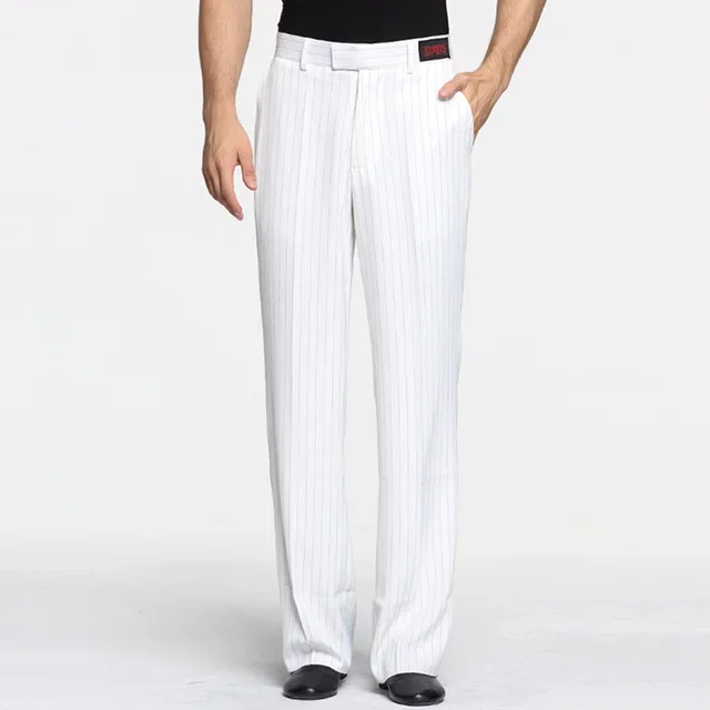 Men Dance Pants Men Ballroom Latin Dance Standard Pants Adults Straight-legged Stripe Trousers Men Samba Rumba Dance Clothing