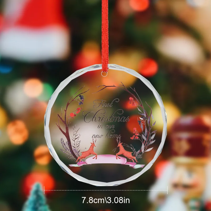 قلادة زجاجية ساحرة مقاس 3 بوصات من الأيائل الحمراء - مناسبة لعيد الميلاد وديكور السيارة وحقائب الظهر والمزيد - بما في ذلك الحبل #5