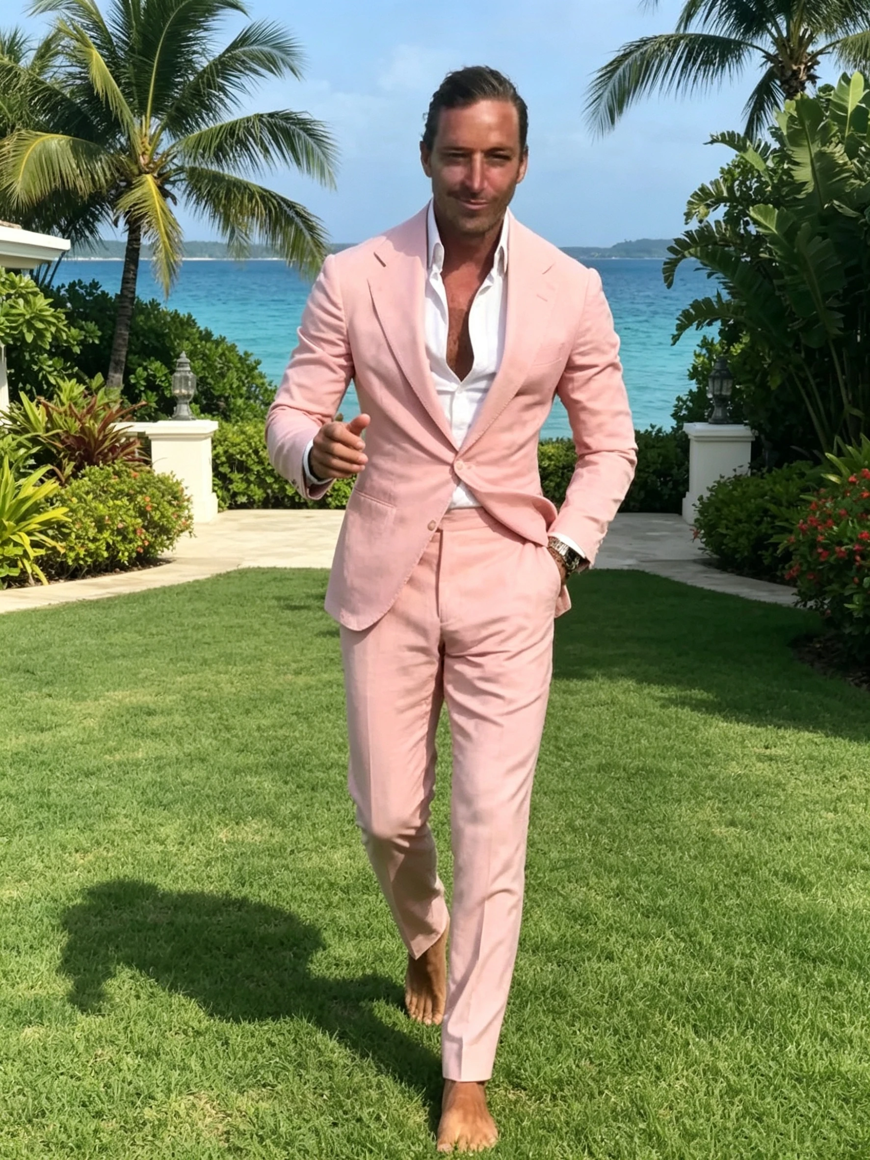 Men Formal Wear Pink - 2 Pieces Pink Slim Fit Men's