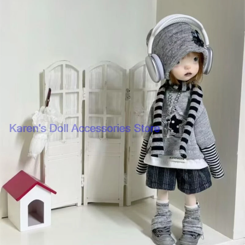 6pcs Fake two-piece T-shirt/shorts/hat/scarf/cross necklace/foot cover for landoudou/Blythe(Fit for ymy24,Ob22,24,26,zone)