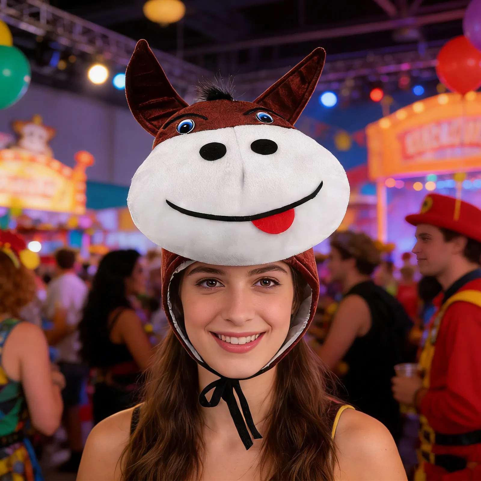 

Теплая шапка-головной убор в виде ослика для взрослых, забавная шапка-зверь, необычная праздничная шапка, реквизит для фотосессий, головной убор для костюмированных мероприятий, фестивальный костюм