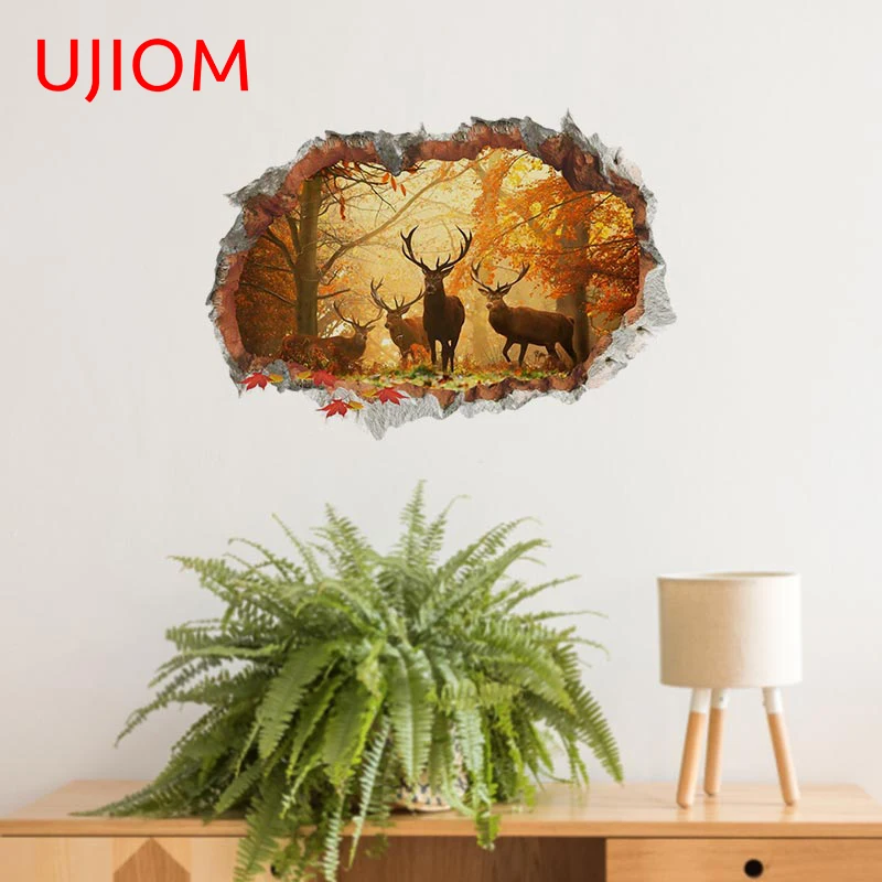 UJIOM 13cm X 9.2cm Simple Tear Painting Decal Waterproof Vinyl Wall Stickers Bedroom Living Room Wallpapers Balcony Window Decor