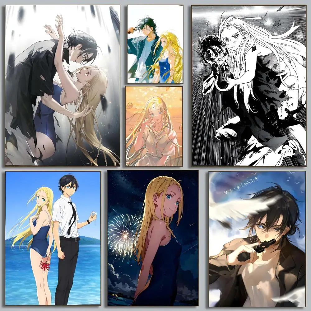 Anime Summer Time R-Rendering Poster Self Adhesive Art Prints for Bedroom Living Room Wall Decor Home Decoration Gift