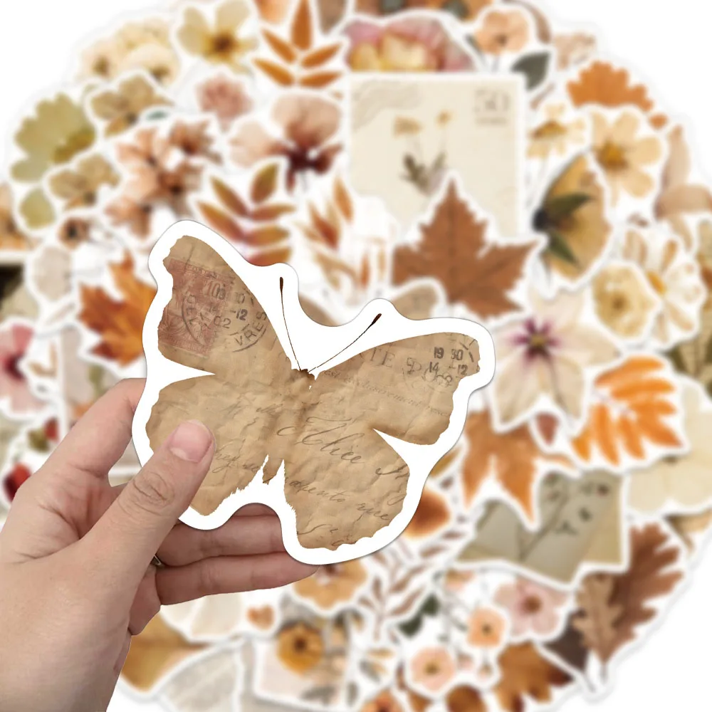 60PCS Creative Dried Flowers and Leaves Stickers Exquisite DIY Notebook Phone Case Water Cup Personalized Decorative Stickers