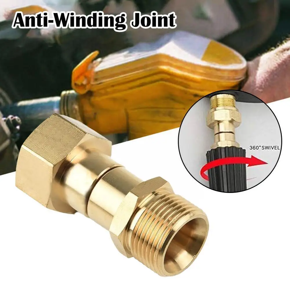 Brass High Pressure Washer Swivel Joint Connector Hose Sprayer Connector Thread 360 M22 Rotation Degree 14mm Hose Fitting I5O9