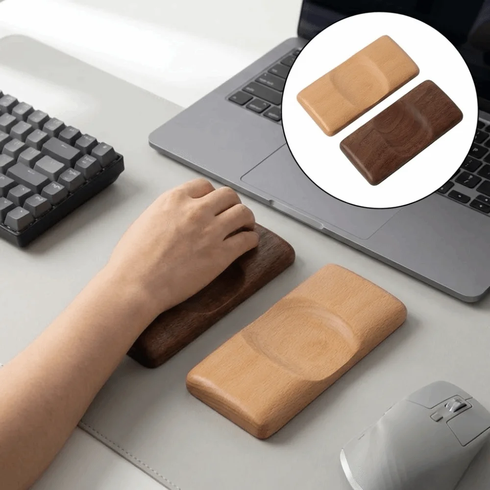 Solid Wood Mouse Wrist Pad Anti-slip Vintage Mini Wrist Guard Ergonomic Smooth Surface Hand Support Pillow Computer Accessories
