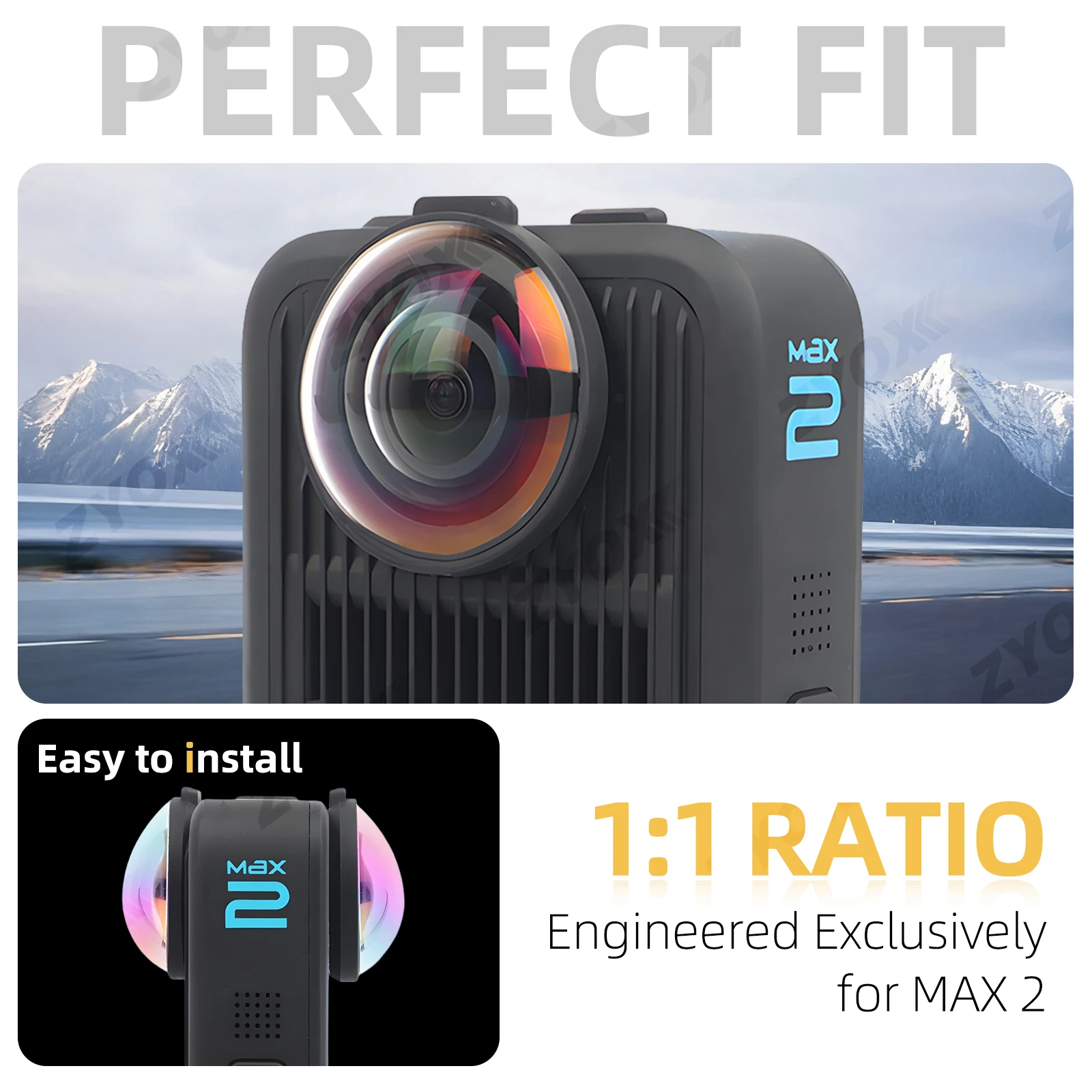 Protetores de lente para GoPro MAX 2, protetor de lente de vidro óptico premium resistente a arranhões, para acessórios de câmera GoPro MAX2