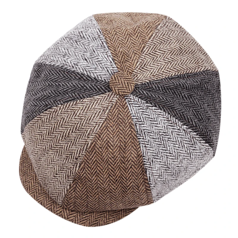 2023 Cotton Fashion Beret Men Spliced Color Fashion Women Newsboy Hat Elastic Outdoor Retro Art Octagon Cap