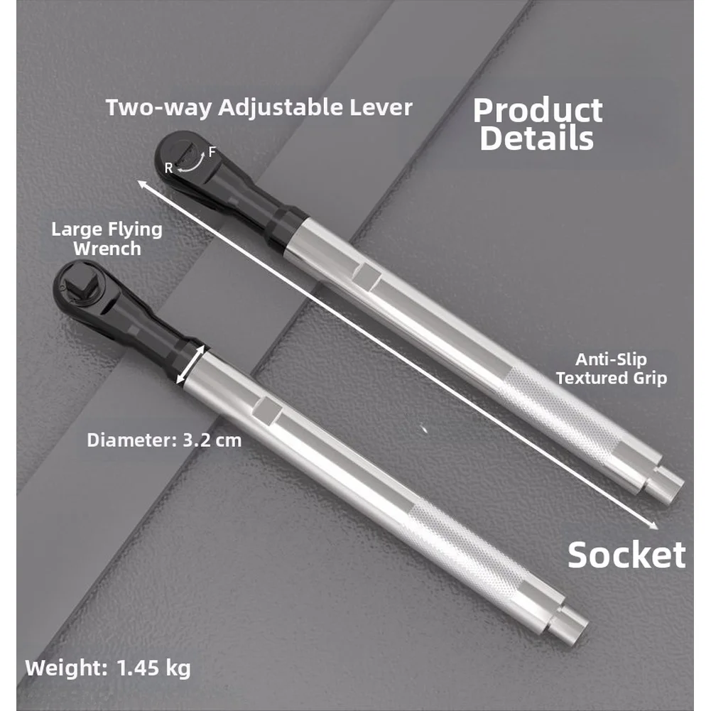 

Набор ключей-трещоток с удлиненной рукояткой, 72 зубца, 1/2 дюйма, для работы в труднодоступных местах, для ремонта велосипедов и автомобилей, 433*32 мм, серебристый