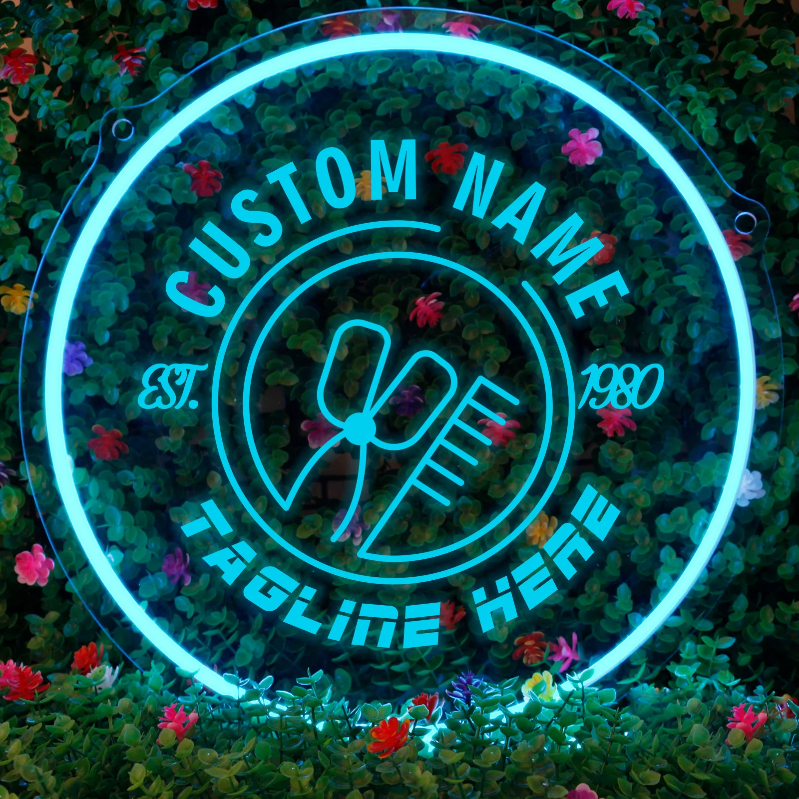 1PC Round Shape Warm White Custom Text  Dazzle And Cool Neon Night Lamp Acrylic Sign Luminous Transparent For Barber Shop Decor