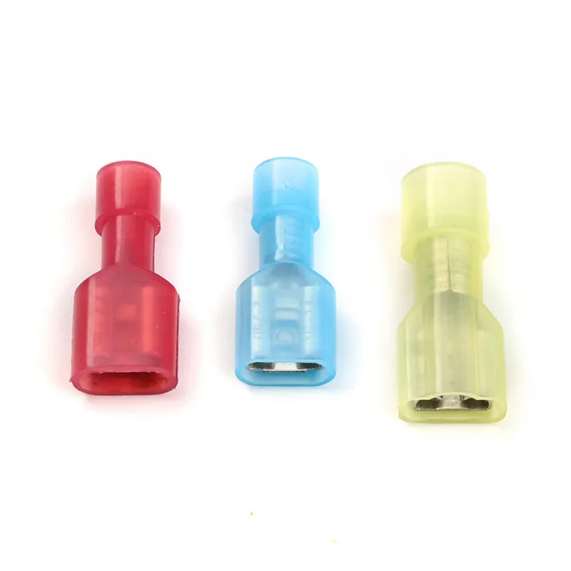 50/100/500Pcs FDFN1.25-250 FDFN2-250 FDFN5.5-250 NYLON Female Fully Insulated Spade Joint Cable Wire Connector Terminals