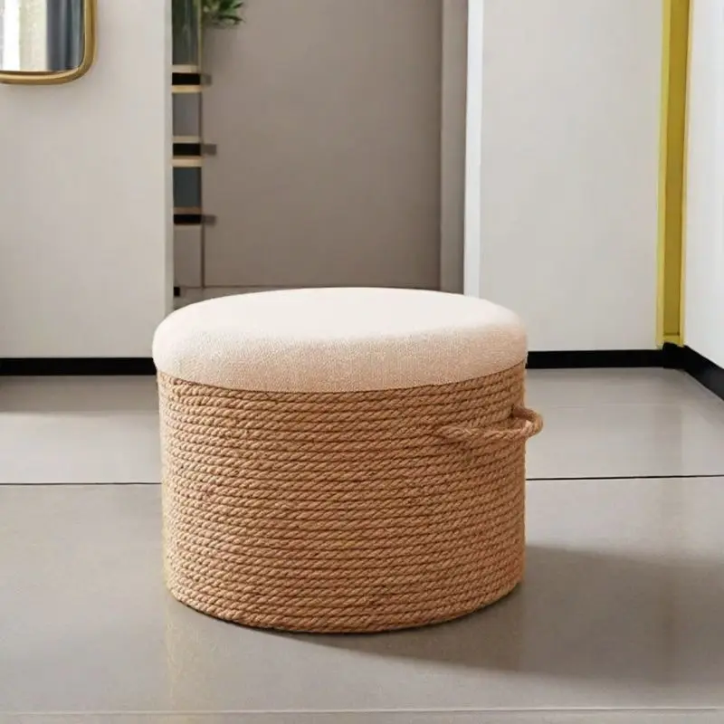 Handwoven Jute Meditation Cushion Round Yoga Mat Thick Breathable Floor Pad for Living Room Balcony Window Sit