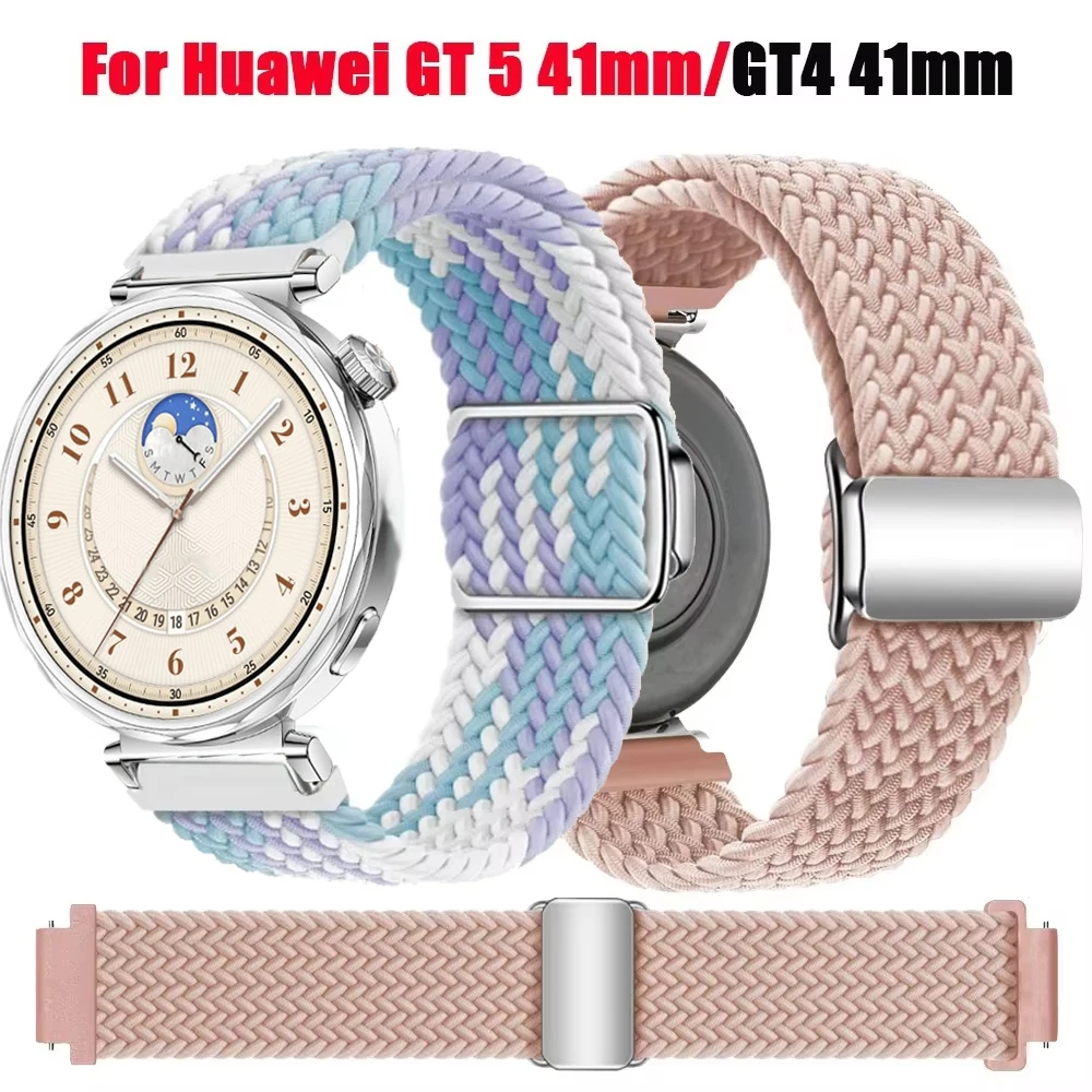 Nylon geflochtenes Armband für Huawei Watch GT 5 Pro 42 mm magnetisch verstellbares Sport-Loop-Armband für Huawei Watch GT5 4 41 mm Armband