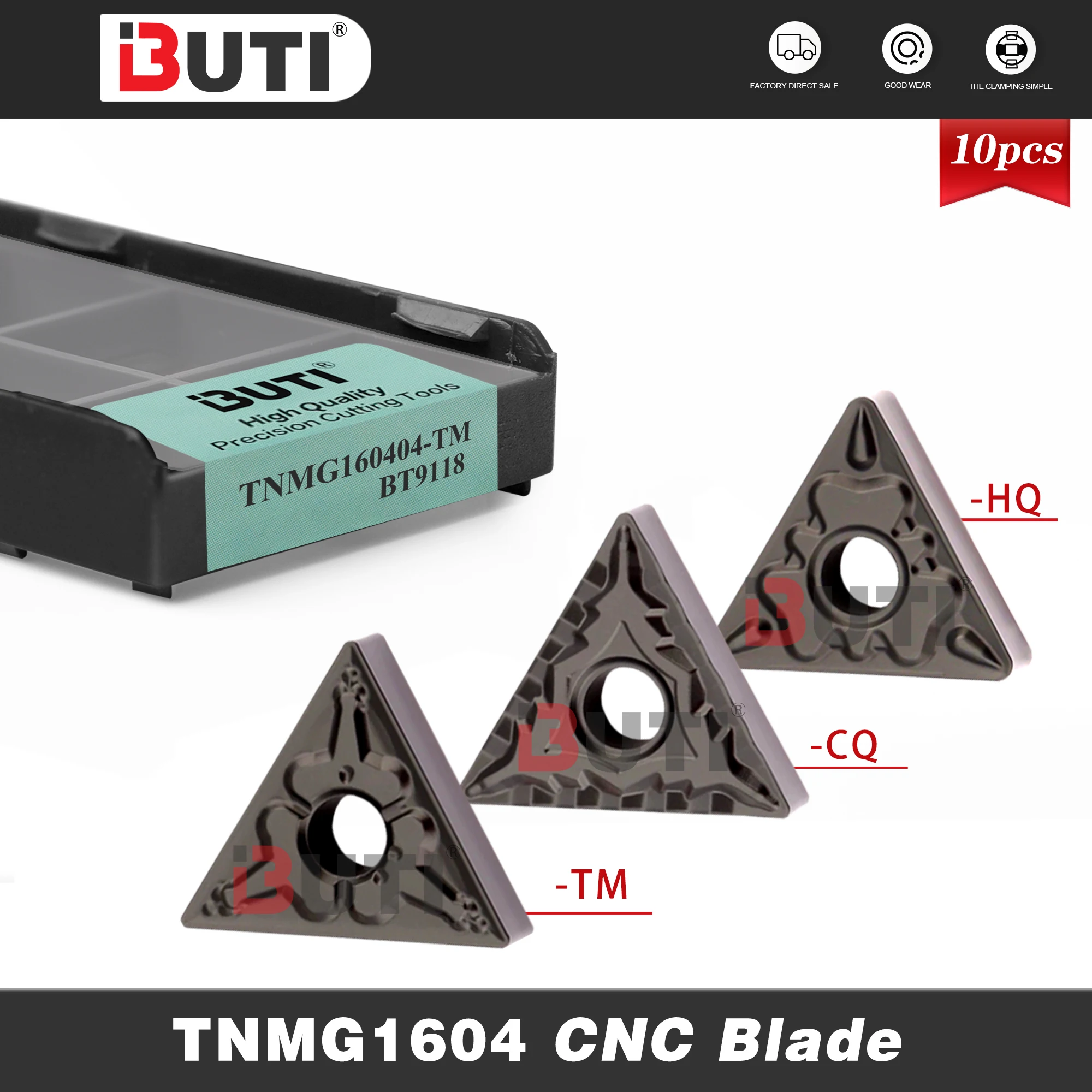 

CNC lathe Proces Turning Blade TNMG160404 TNMG160408 TNMG160412 TM/S/HQ/CQ/PM/CM TNMG Series Processing Steel Turning Blade Part