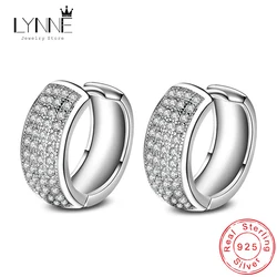 New Punk Rock Girl&Men 6mm Widen Shine Rhinestone 10mm Big Hoop Earrings Women Jewelry 925 Sterling Silver Hyperbole Ear Circle