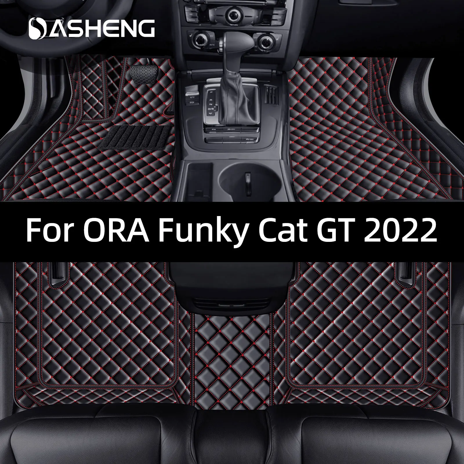 

For ORA Funky Cat GT/ 2022/ Left Hand Drive PU Leather Car Floor Mats Waterproof Carpets A-Must-Have Car Foot Pads