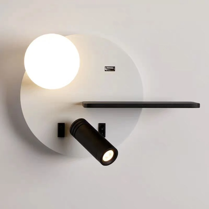 Imagem -02 - Modern Led Wall Lights para Bedroom Bedside Hotel Reading Light Sconce Iluminação Decoração Spotlight Usb Carregamento Decoração