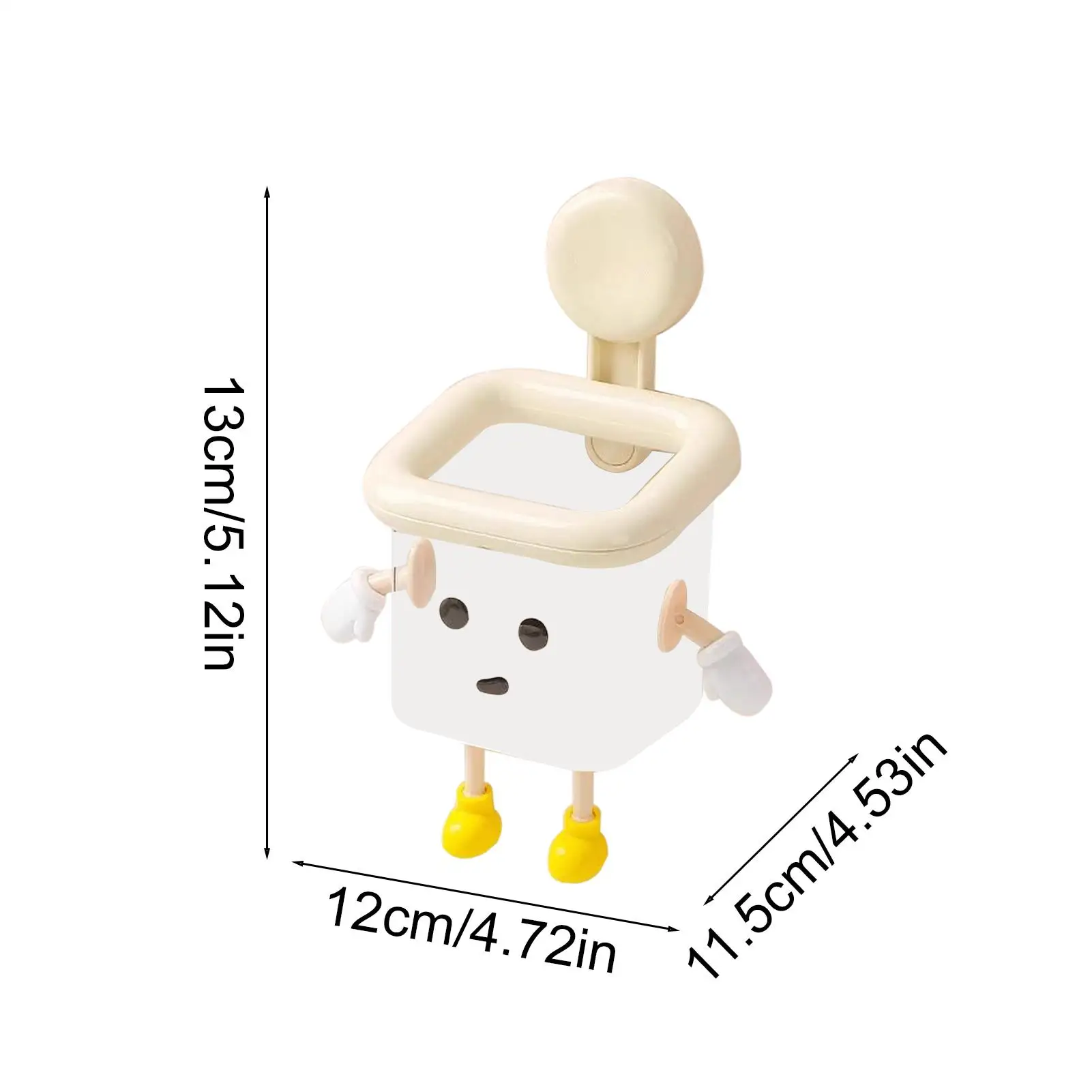 Suction Cup Storage Robot Cute Suction Cup Organizer Wall Mounted Rack with Bottom Water Outlet for Toothbrush Cosmetic Display