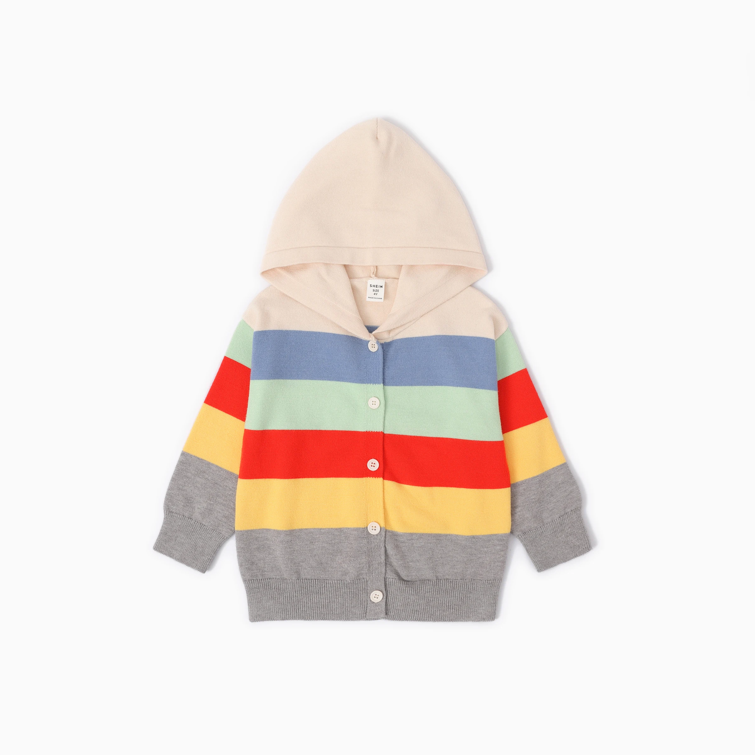 

PatPat Toddler Boy Stripe Print Hooded Sweater Jacket