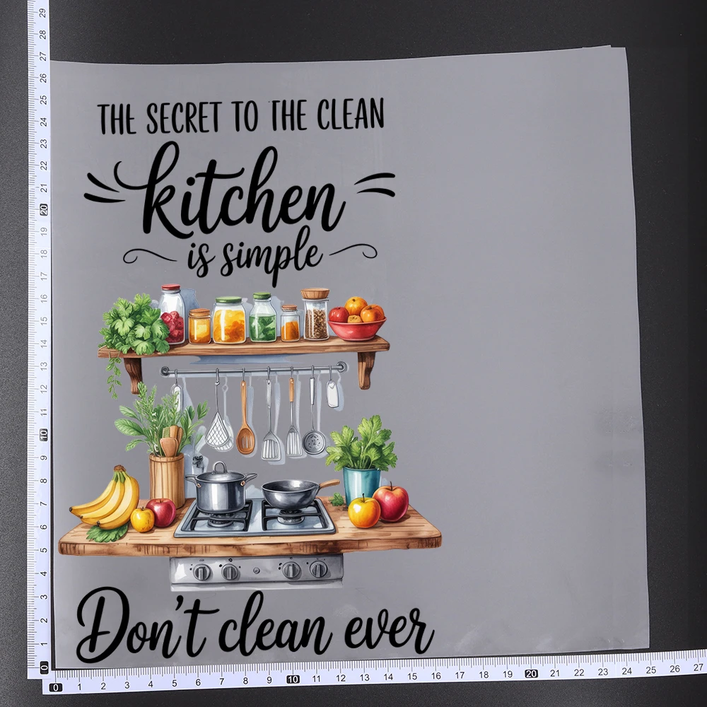25CM Funny Kitchen Cooking Towel Decal Heat Transfer Patches For Clothes DIY A-Level Washable Shirt Iron-on Thermal Sticker