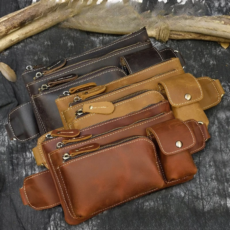 

Мужские нагрудные сумки для отдыха, модные деловые сумки на ремне для мобильного телефона, дорожные нагрудные сумки, кожаная сумка через плечо, Del Paquete MHXB