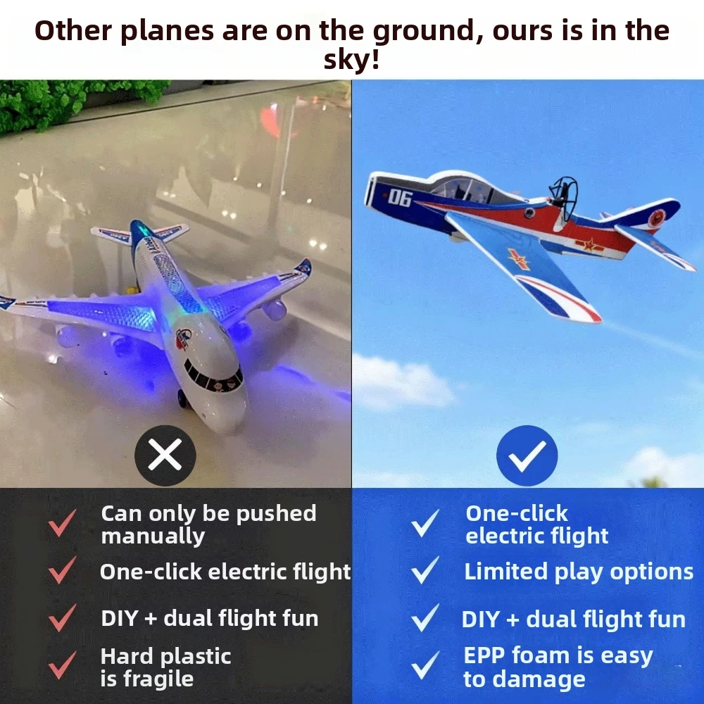 

High Quality Ligthweight Children's Hand Throwing Aircraft Multistyles EVA Airplane Glider Model DIY Assemble Airplanes