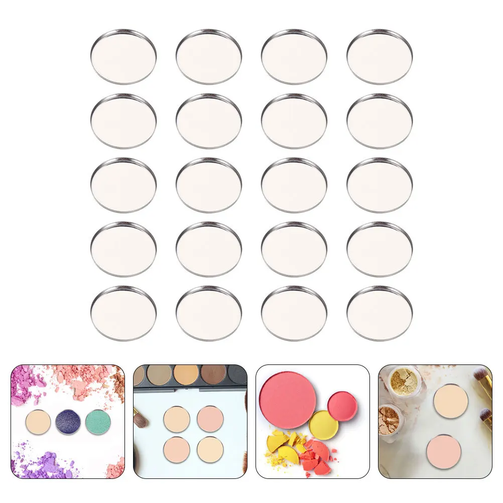 50Pcs Empty Eyeshadow Plates Stainless Steel DIY Pallet Reusable Storage Box for Eye Shadow Lipstick Powder Travel Use