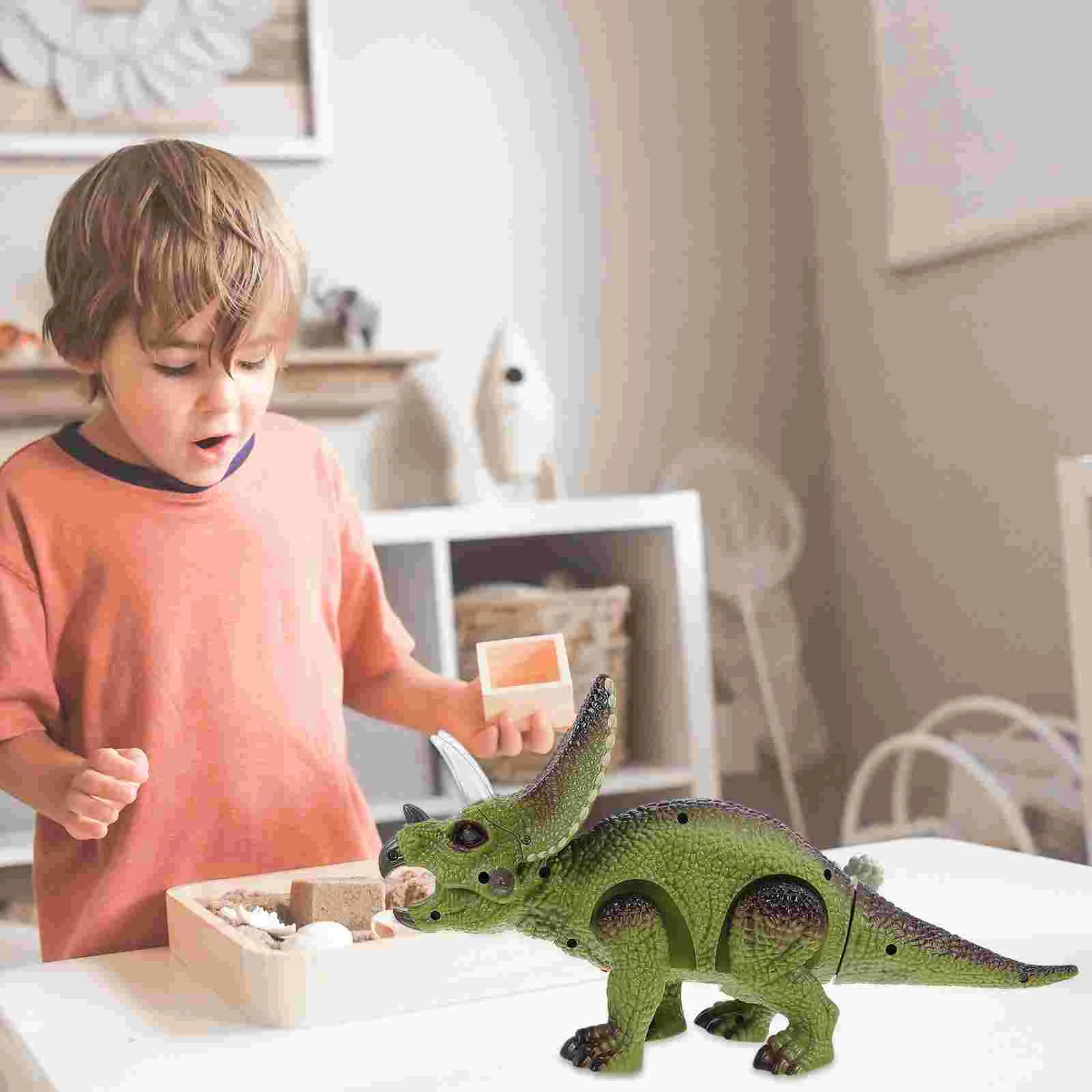 Remote Control Dinosaur Kid Gifts Luminous Toy Dinosaurs Plaything Model Electric Triceratops Plastic Child