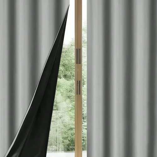 그로밋 포함 솔리드 암막 커튼, 총 프라이버시 안전 및 무취 커튼, 거실 및 침실용, 1 개 