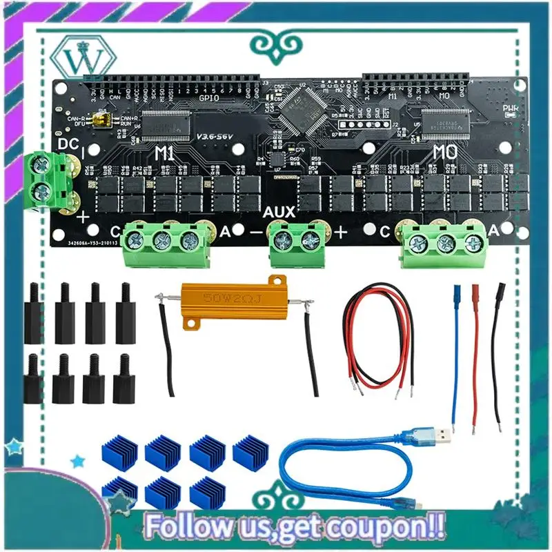 Upgraded MKS XDRIVE Xdrive3.6 56V Dual Motor FOC BLDC Controller Board For AGV-Servo, High Precision, Odrv V3.6 Based Upgrade Ki