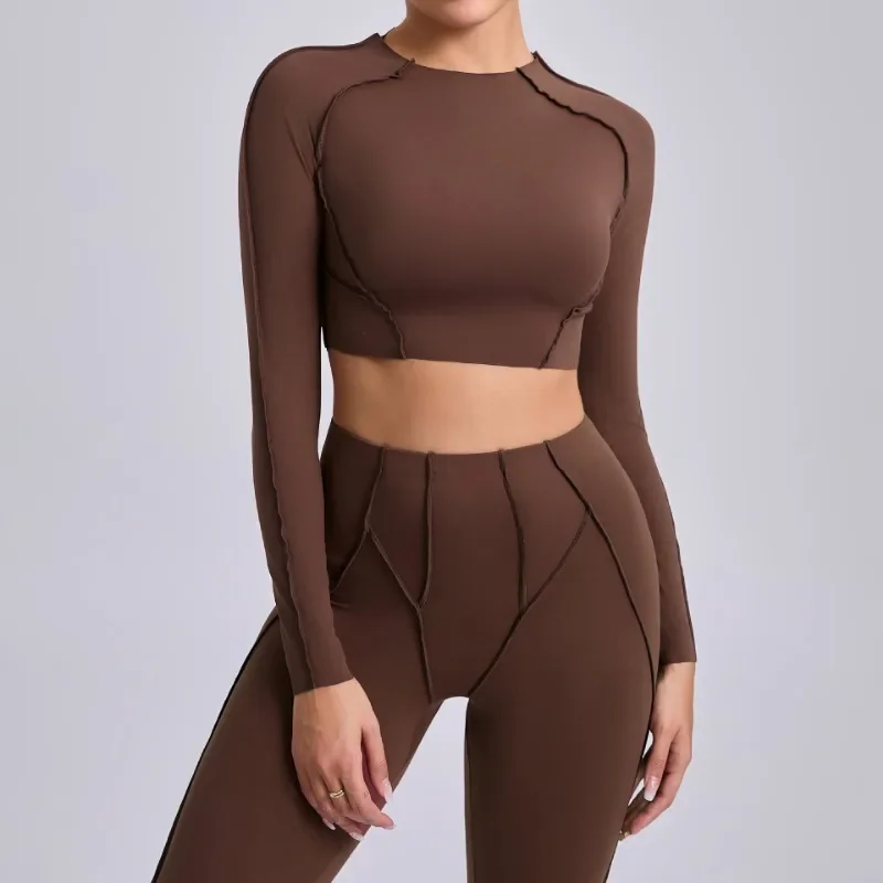 

Seamless Yoga Shirts Sports Fitness Tight Quick-drying Long-Sleeved Yoga T-shirt Dance Running Workout Gym Sports Tops for Women