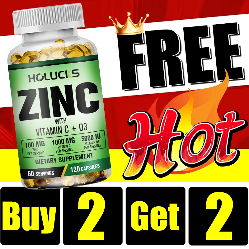 

Buy 2 Get 2 Free! Pure Zinc Capsules, Support Immune System Booster, Wound Healing & Antioxidant Defense for Year-Round Wellness