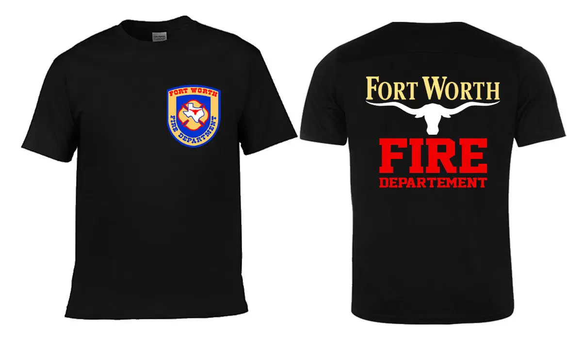 Summer Men O-Neck Cotton T Shirt Fort Worth Fire Departement Logo T Shirt Casual Tees Tops Harajuku Streetwear