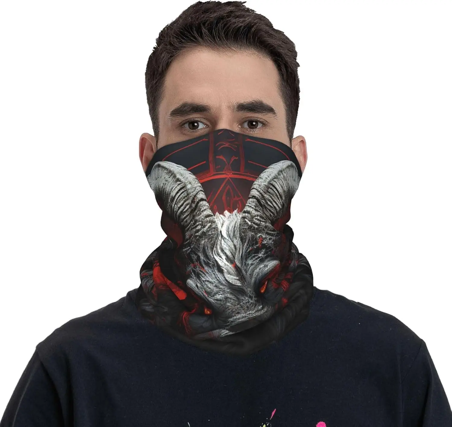 Satanic Demon Goat Dark Red Neck Gaiter Face Cover Scarf Balaclava Bandana for Women Men Gaiter Mask for Motorcycle