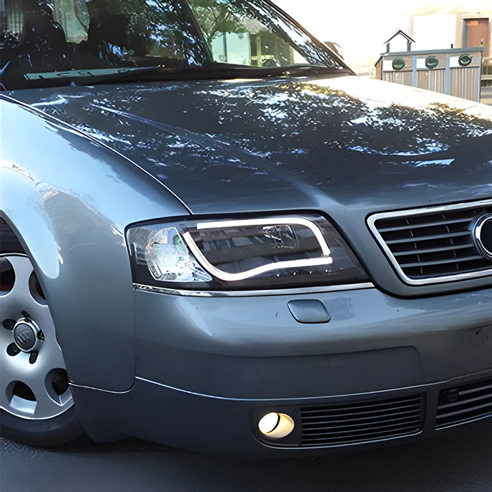 

Для Audi A6 A6L C4 1997-2004 гг., обновленная сборка автомобильных фар, светодиодный светильник в стиле ангельских глаз, бифокальные линзы, аксессуары Plug and Play