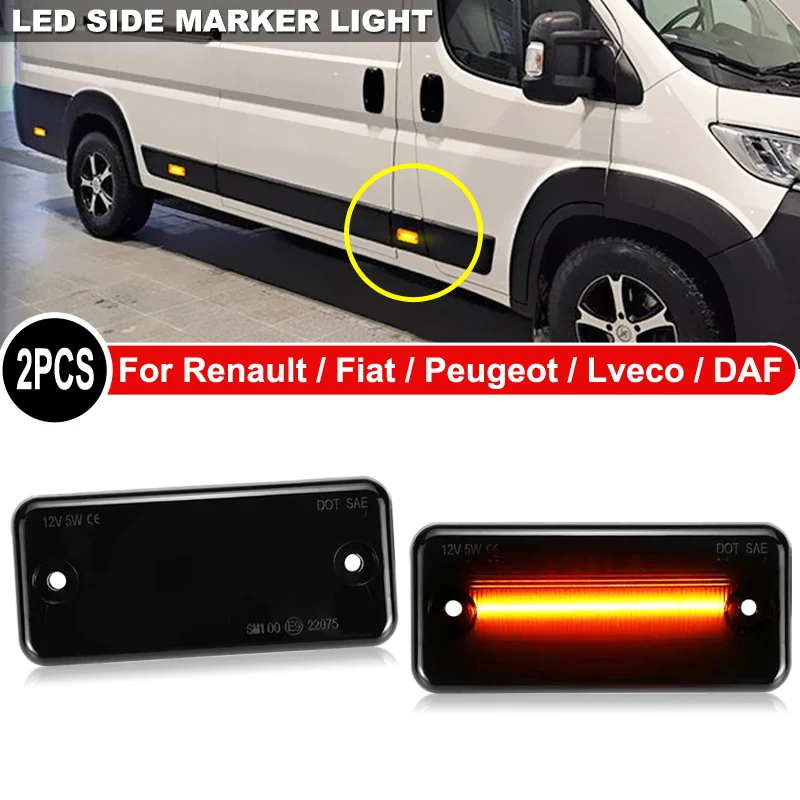 2Pcs LED Side Marker Light For Fiat Ducato Citroen Relay Peugeot Boxer Renault Magnum Midliner Premium Iveco Daily DAF 45 55 65