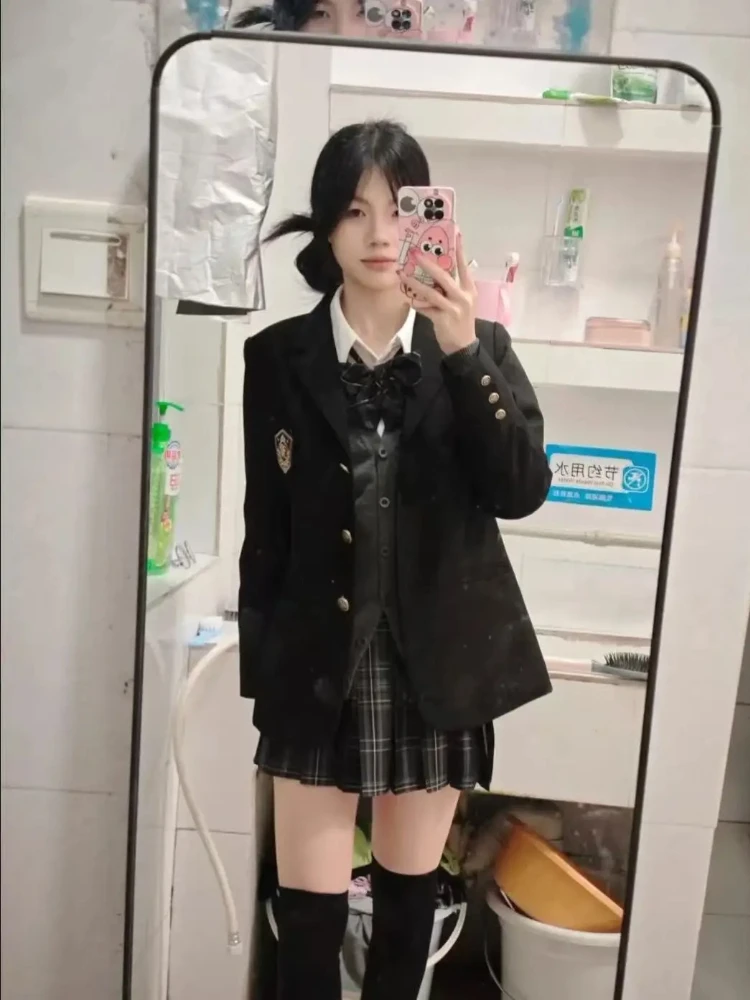 Estilo preppy moda magro casaco de manga longa feminino design de rua alta lapela preto casaco hepburn vintage chique casaco sobreposto