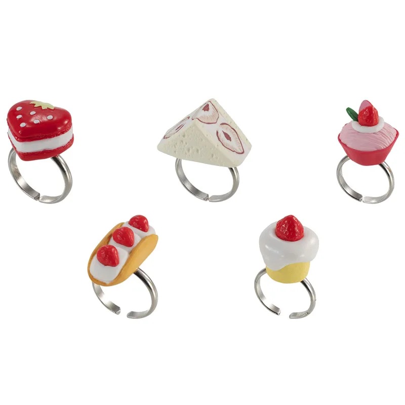 BANDAI Japan Gashapon Figure Anime Cute Mini Strawberry Ring Dessert Cake Miniature Model Kawaii Capsule Toys Figurine Gift