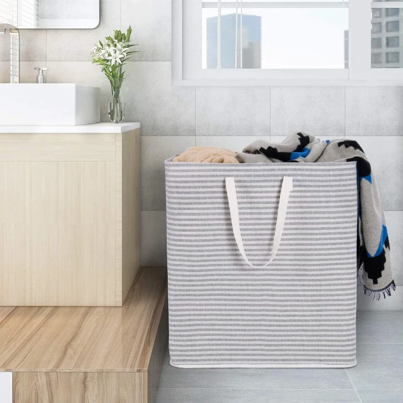 

72L Freestanding Laundry Hamper Collapsible Large Clothes Basket with Easy Carry Extended Handles for Clothes Toys Grey