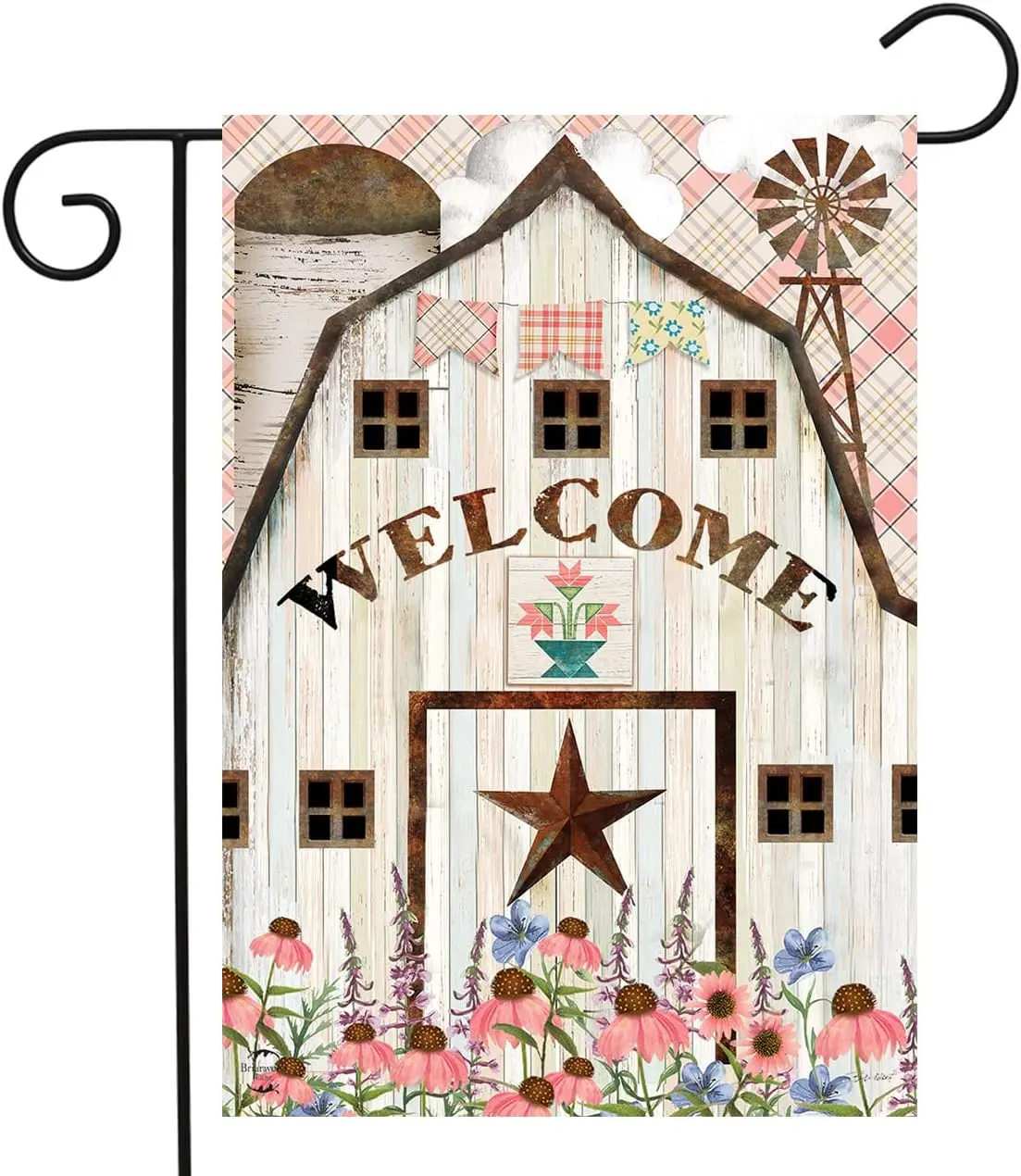 Barn in Bloom Primitive Garden Flag 12.5