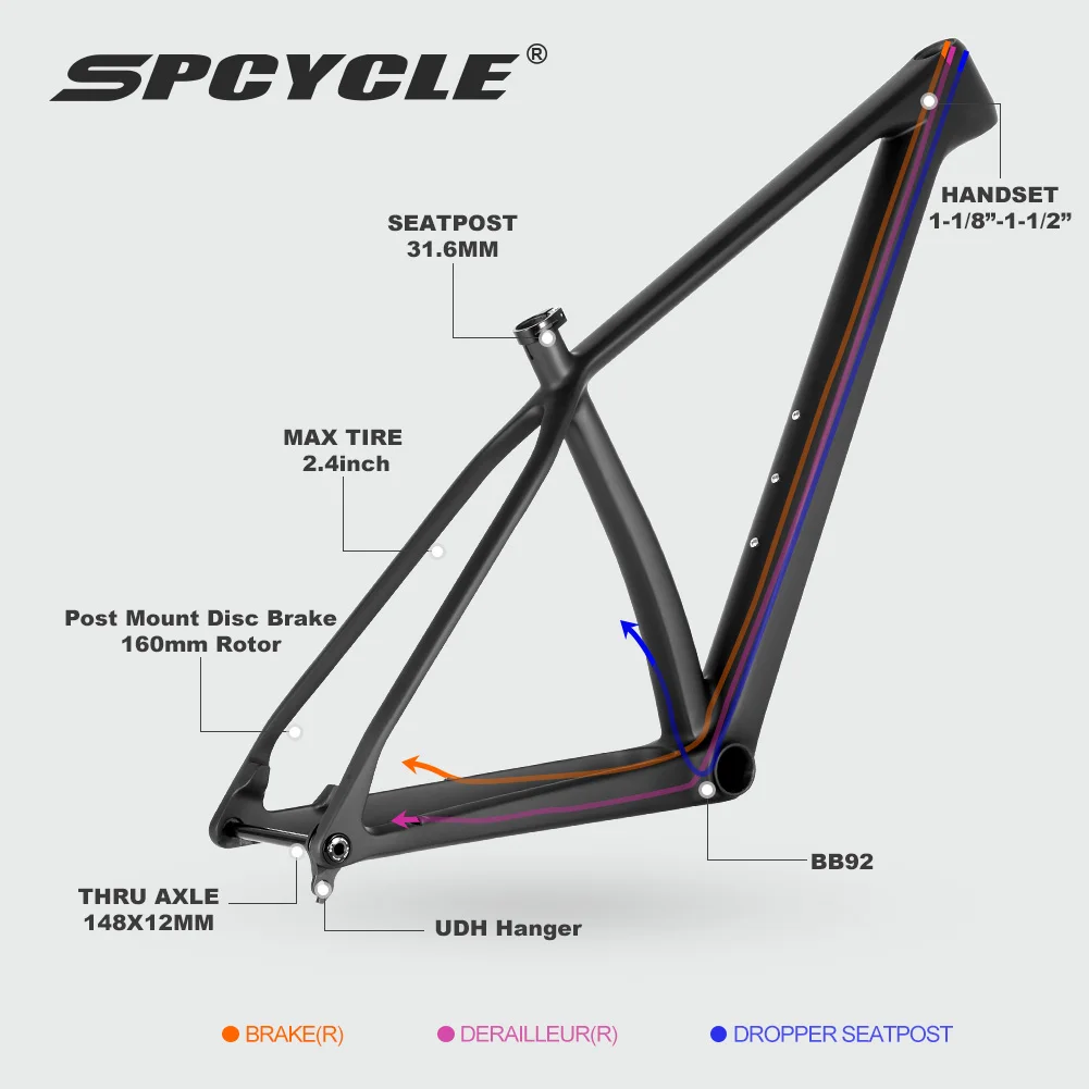 2024 New 29er Carbon MTB Frame UDH Hanger 148x12mm Boost 15/17/19/21inch T1000 Carbon XC Hardtail Mountain Bike Frame 29