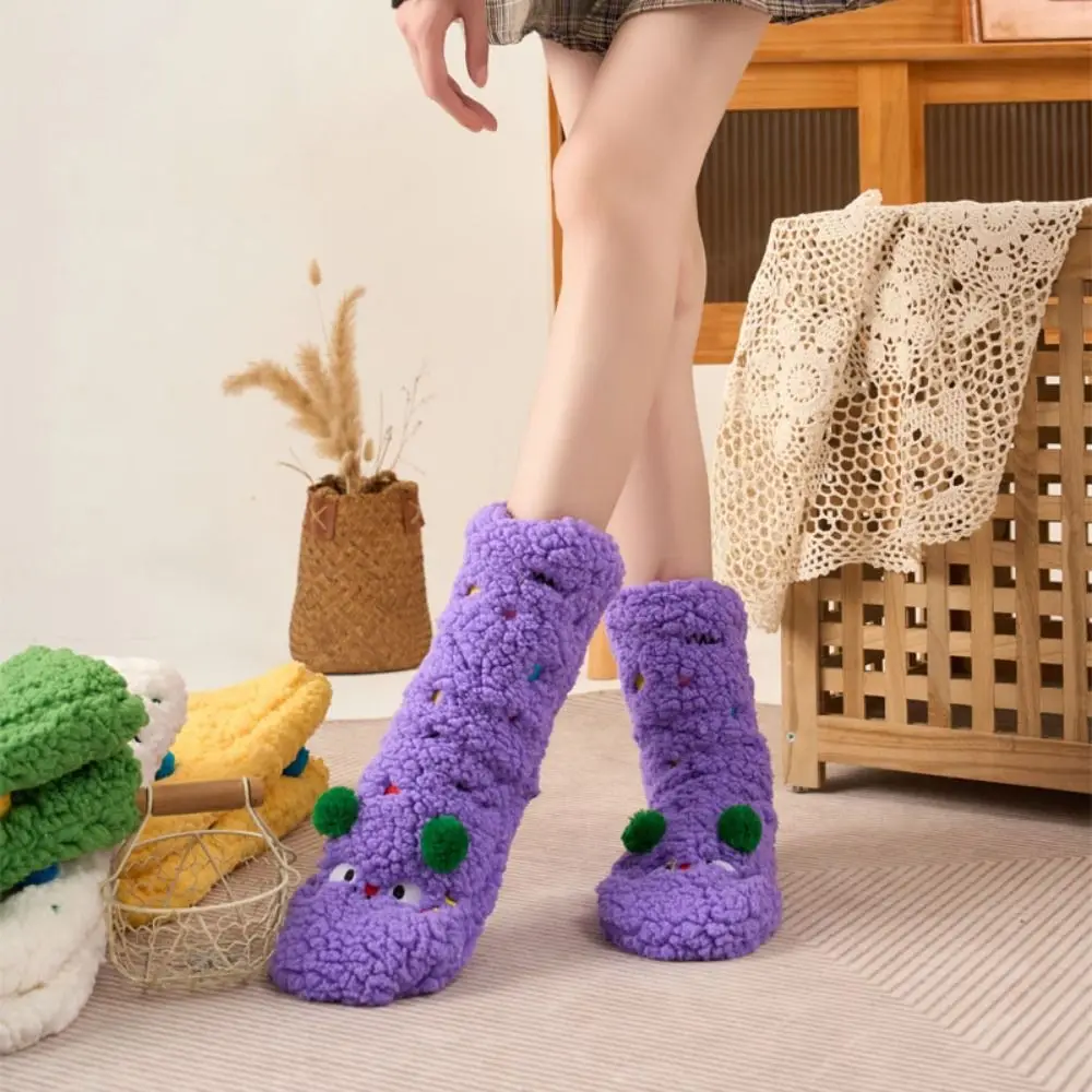 

Soft Cartoon Thick Thermal Socks Mid Tube Sleeping Slipper Socks Anti Slip Foot Warmer Fleece Sock Women Gifts