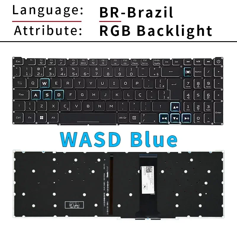 Spanish PT-BR Brazil Russian Keyboard For Acer Nitro 5 N18C3 N18C4 AN515-54 43 44 AN517-51 AN517-52 Gaming Laptop Red Backlight - view 2
