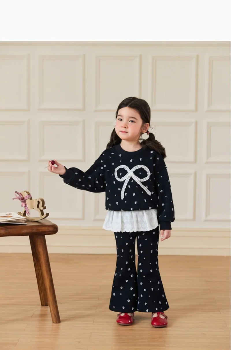 RAISE 2-8 Jahre Kinder Mädchen Zweiteiliges Outfit Herbst Kinder Mädchen Schleifen-Sweatshirt Trainingsanzüge 2026 Spitzenbesetzte Schlaghose Outfits – Detail 25